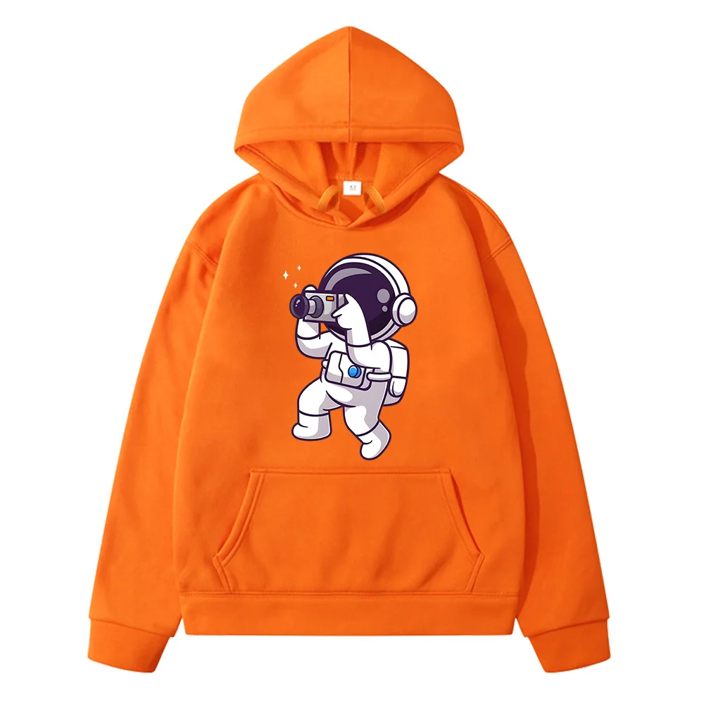 Astronauts Taking Photos Hoodies Autumn Unisex Sweatshirts Cartoon Fleece Pullover for Boys Girls Anime Coat Y2k Sudadera Kids