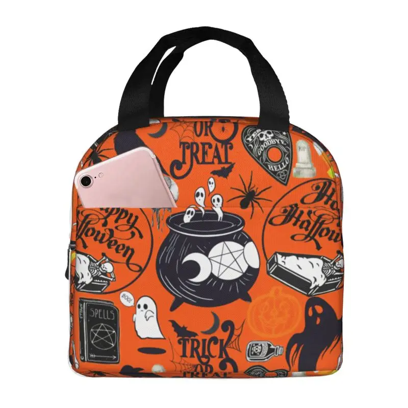 حقيبة غداء معزولة حراريًا من Happy Halloween Moonlit Haunt، حاوية غداء للنساء للمدرسة والمكتب والتخزين في الهواء الطلق، صندوق بينتو للطعام