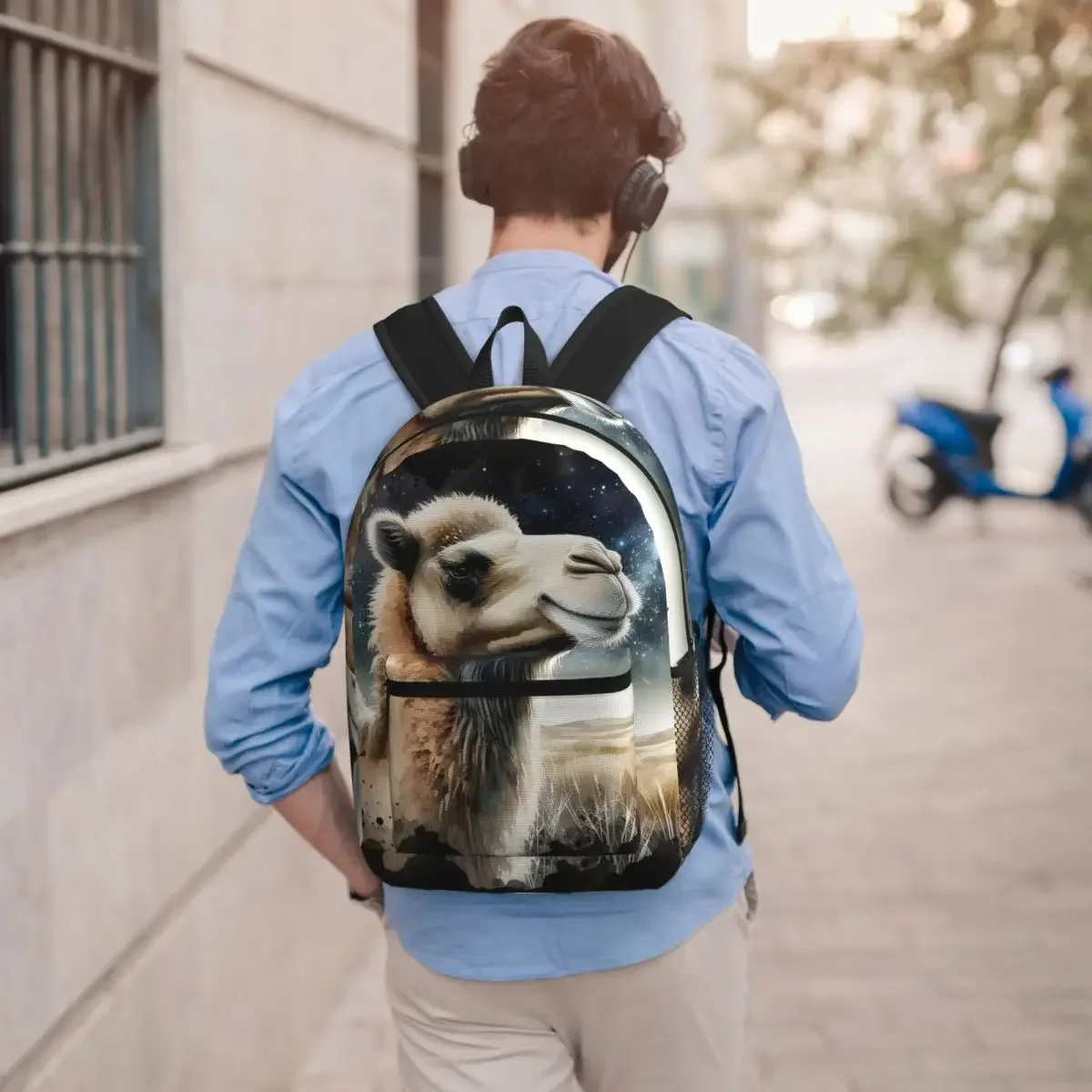 Camel Sahara Print Realistic Student Backpack School Bag Hiking Travel Daypack for Men Women Bookbag Shoulder Bags