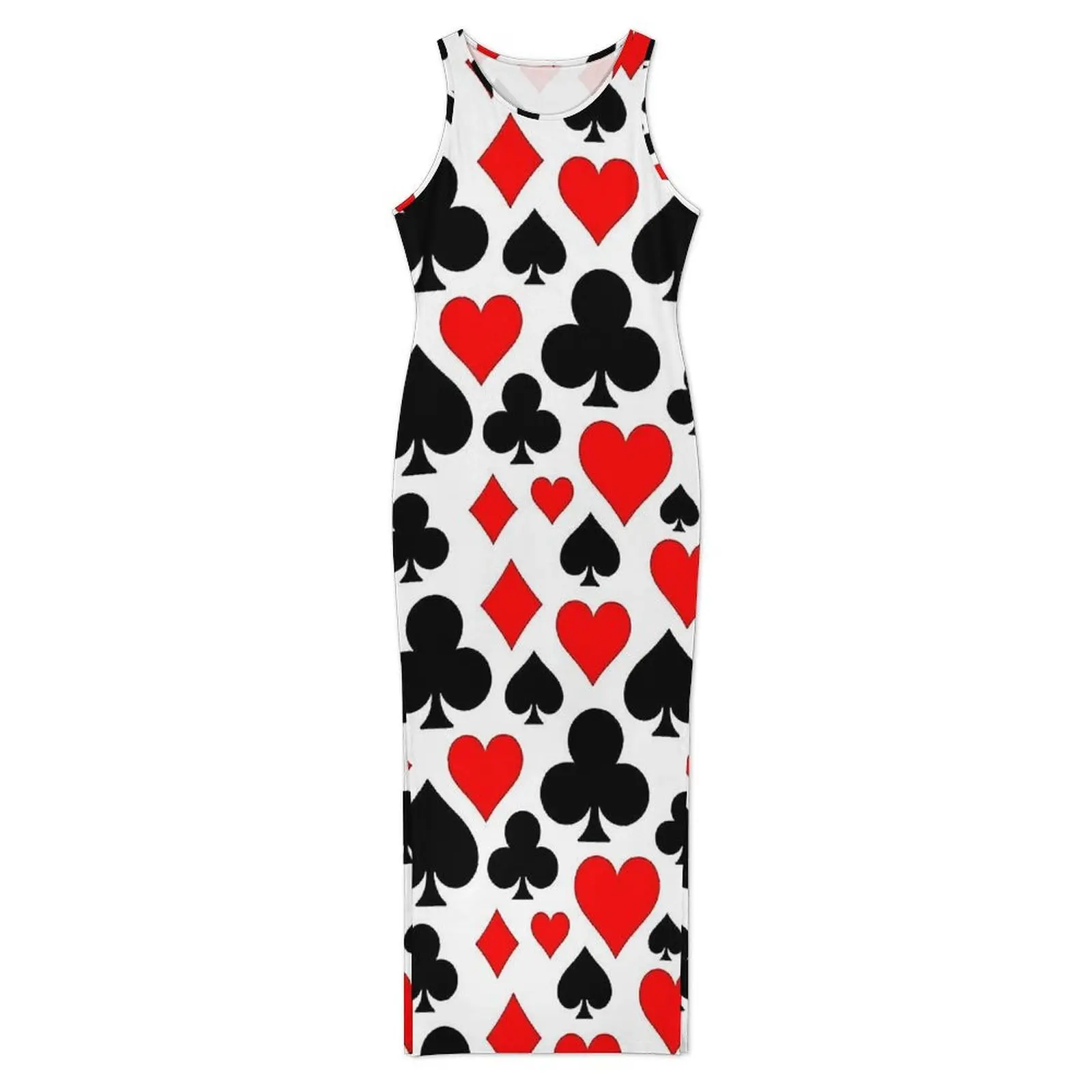 Casino Playing Cards Player Symbols Dress Sleeveless  Modern Maxi Dresses Summer Y2K Fashion Printed Bodycon Dress Big Size