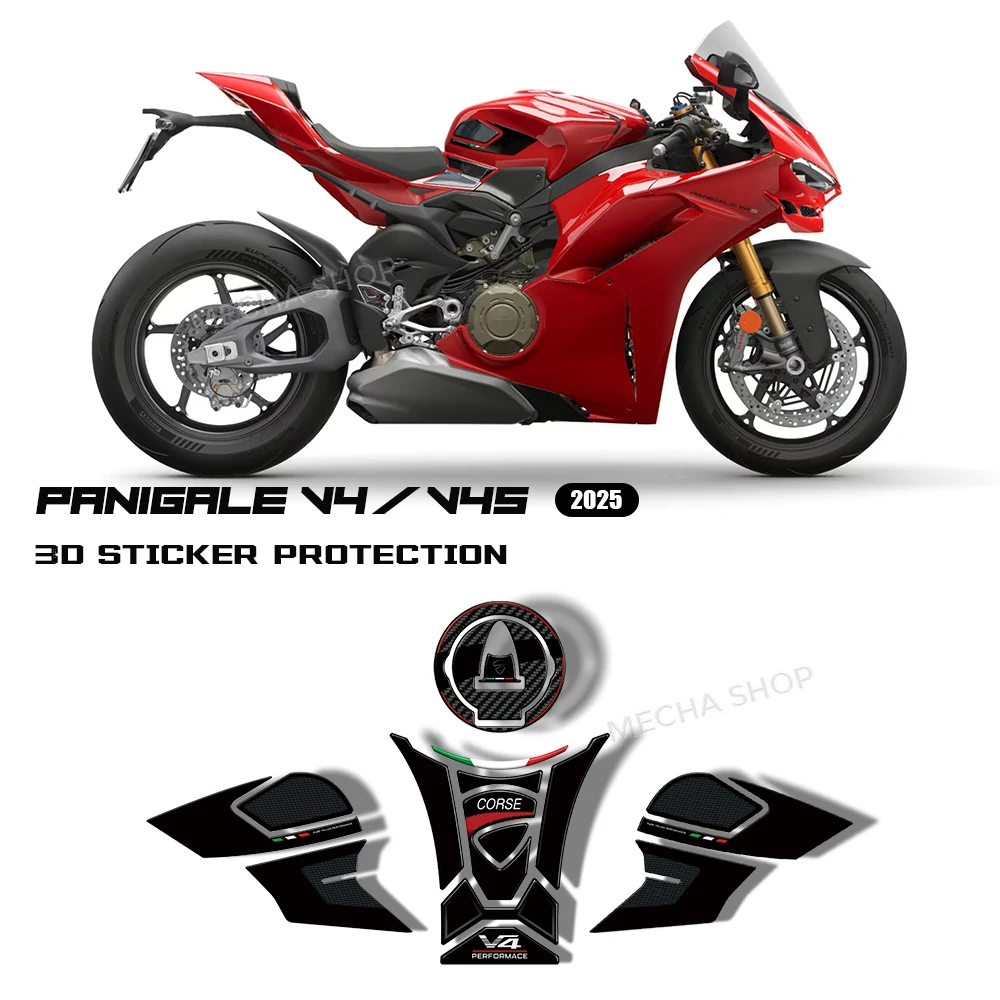 

For panigale v4 Stickers 2025 - Motorcycle 3D Resin Stickers Protective Tank Pad Kit V4 V4S Decorative Accessories