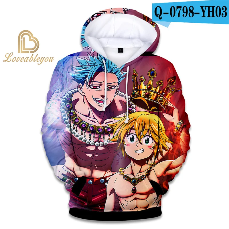 The Seven Deadly Sins Cosplay Costume, Sweats à capuche Anime japonais, Sweat à capuche graphique de dessin animé drôle, Harajuku, Manga, PVD,