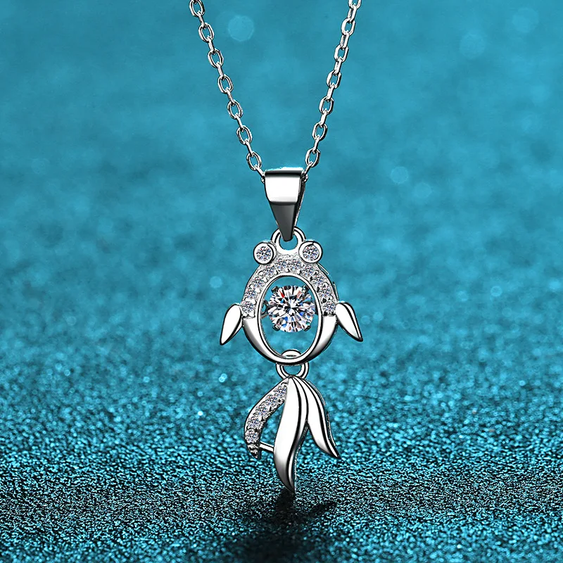 

XDY925Sterling Silver Koi Pendant Women after year there are fish in abundance30Wholesale Direct Supply of Moissan