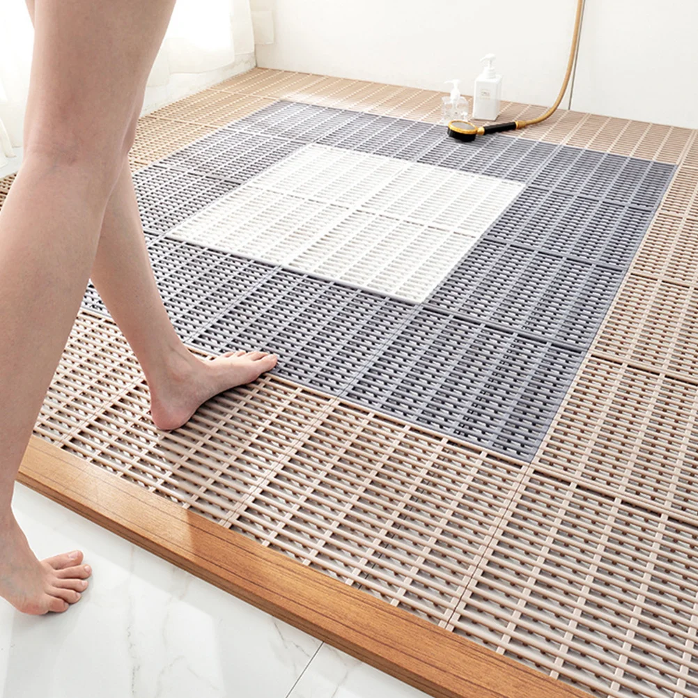 

2Pcs Non-Slip Rubber Floor Mat DIY Hollow Cuttable Splicing Bathroom Shower Waterproof Drain Drainage Pad Bath Mat