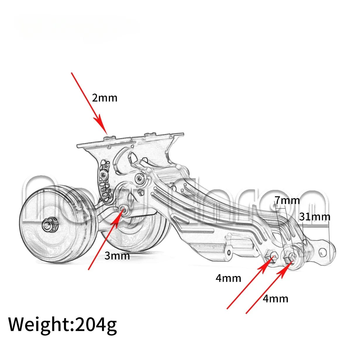 1PCS Alloy Rear Wheelie with Wing Mount Set for 1/8 ARRMA RC KRATON TALION TYPHON OUTCAST 6S BLX STUNT TRUCK