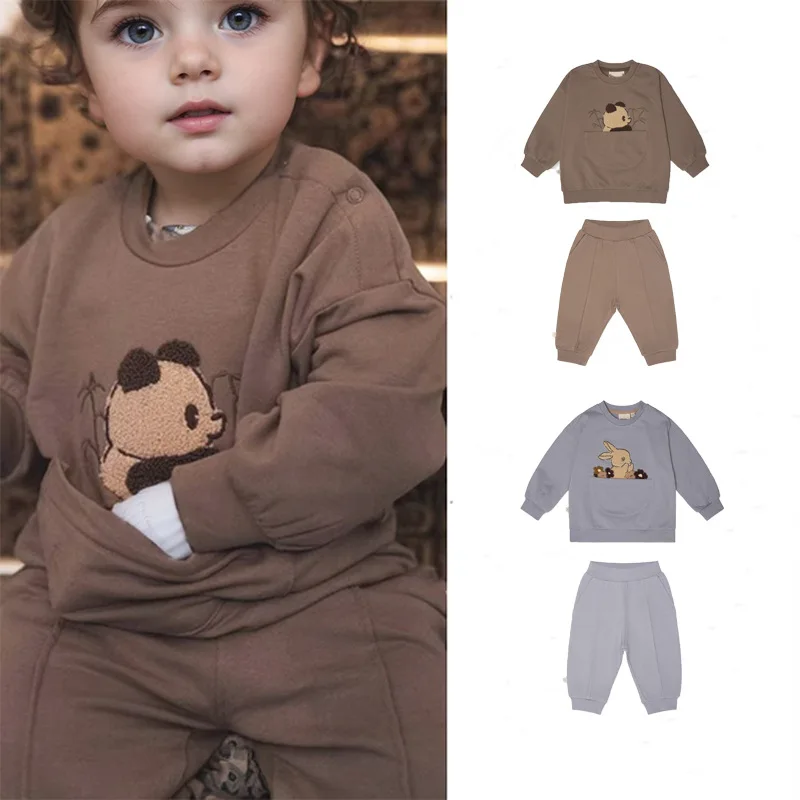 

Children's Sweatshirt Set 2025 Fall/Winter New Arrival Cartoon Fashion Cute Boys Girls Hoodie Sweatpants 100% Cotton Casual Set