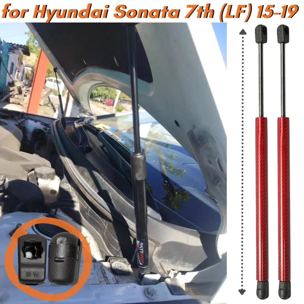 Qty(2) Hood Struts for Hyundai Sonata 7th (LF) Sedan 2015-2019 360mm Front Bonnet Lift Supports Gas Spring Shock Absorbers