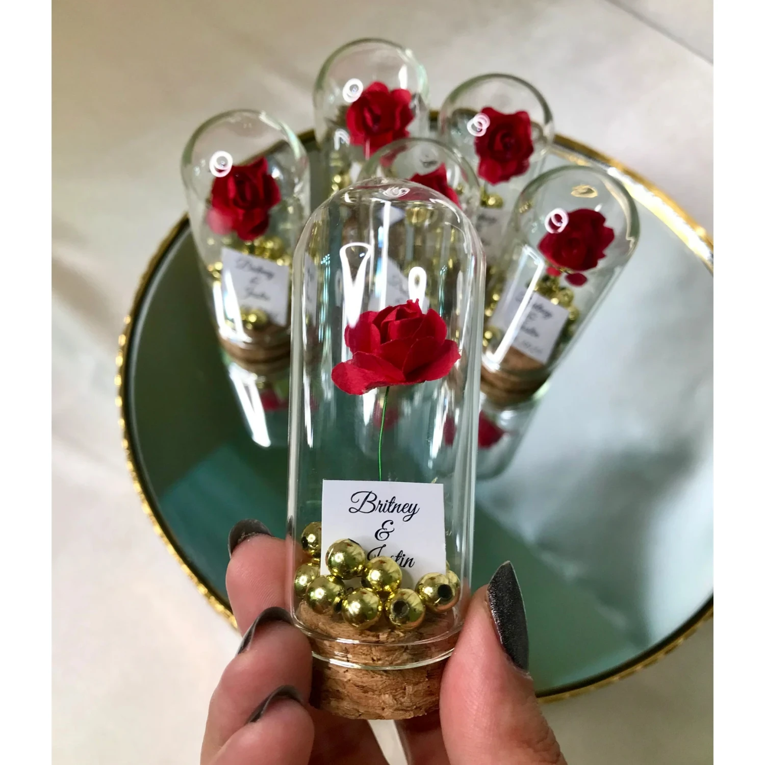 

Beauty and the Beast Mini Glass Wedding Favors for Guests, Wedding Favors, Unique Favors, Sweet 16, Quinceañera Favors Favors