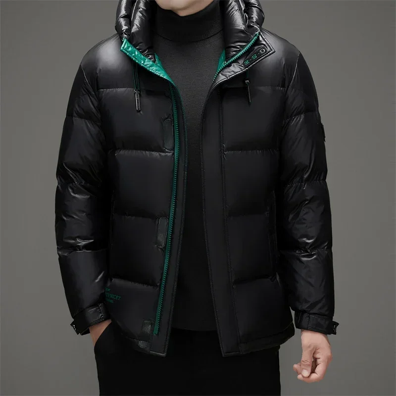 YEAE Winter Thick Warm Down Jacket Men\'s Shiny Wash-free Jacket New Winter Wear Hooded Short Clothes