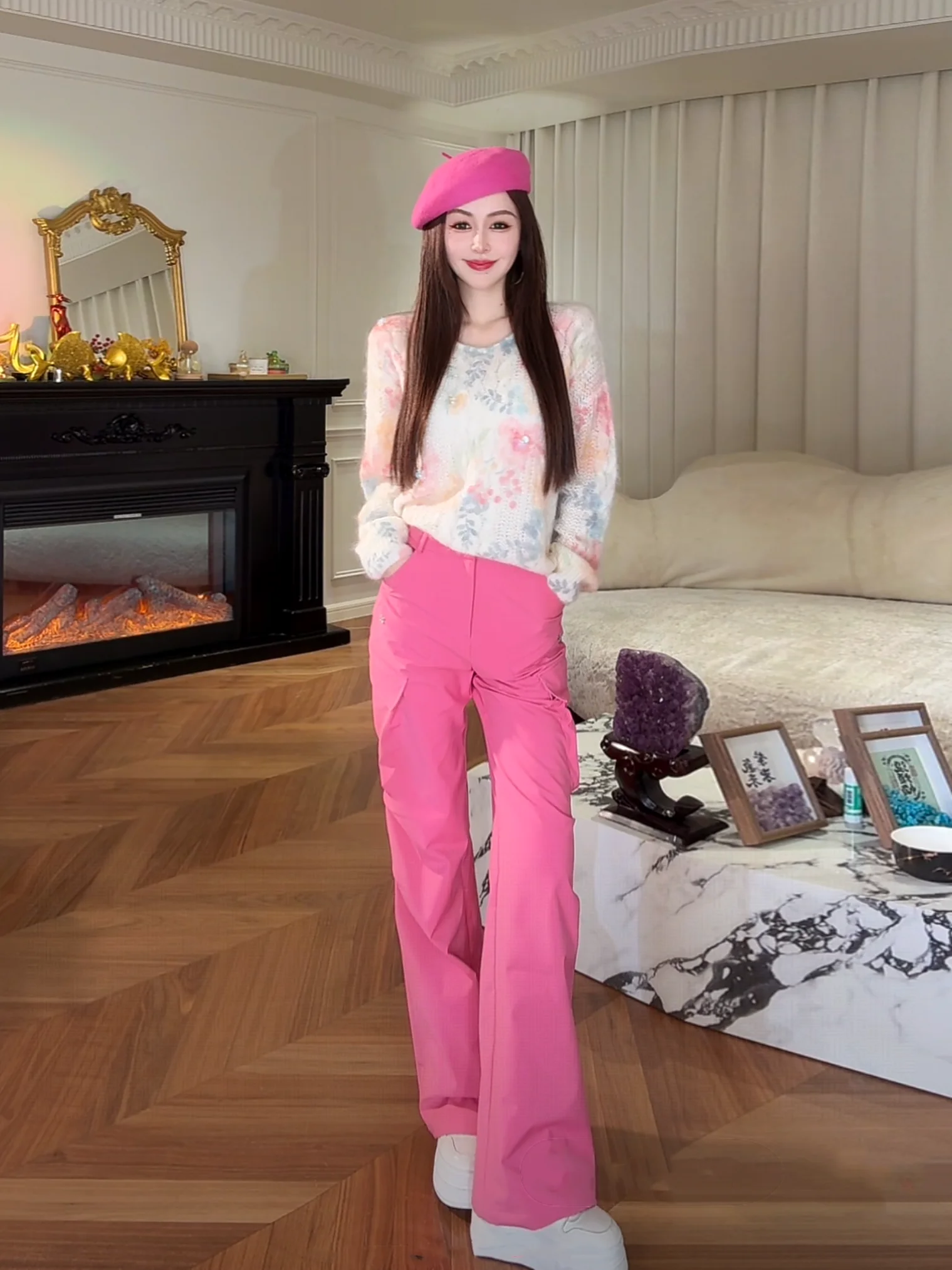 

Handmade Hollow out Wool Sweater Flead Embroidery V-Ne Fun Personali Women's Premium Faion Long Sve Top