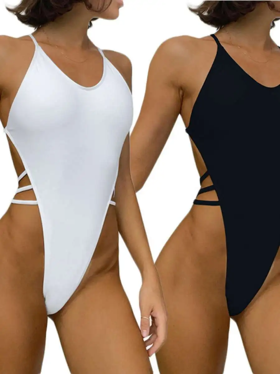 

Sexy Color One-Piece Swimsuit Baring Ba Beachwear Ultra-Thin High-Waist ort-orts Polyester Summer Trend