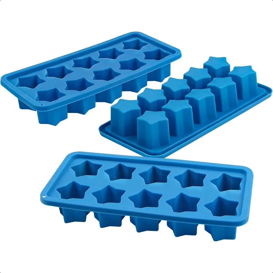 

Силиконовые лотки для кубиков льда Формы для кубиков льда в форме звезды для виски и коктейлей Легкосъемная форма для желе-карандашей Упаковка из 3 шт.