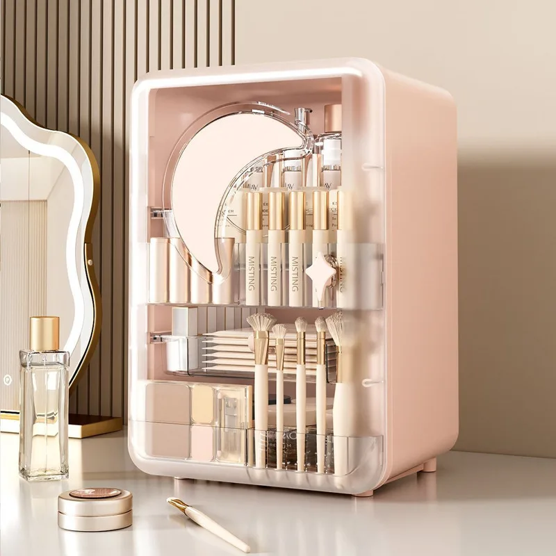 

Cosmetic Storage Box Desktop Dustproof Skincare Organizer Dressing Table Integrated Drawer Large Capacity Makeup Cabinet