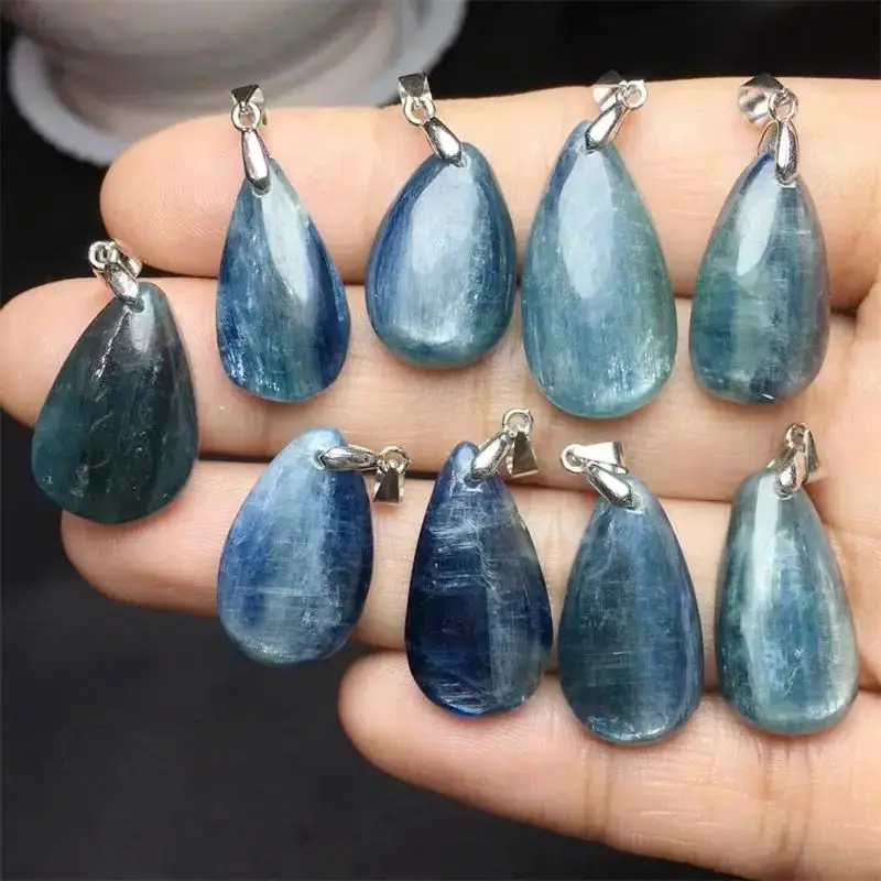 S925 Natural Clear Kyanite Teardrop Pendant Reiki Healing Stone Crystal Jewelry Gift DIY Accessories