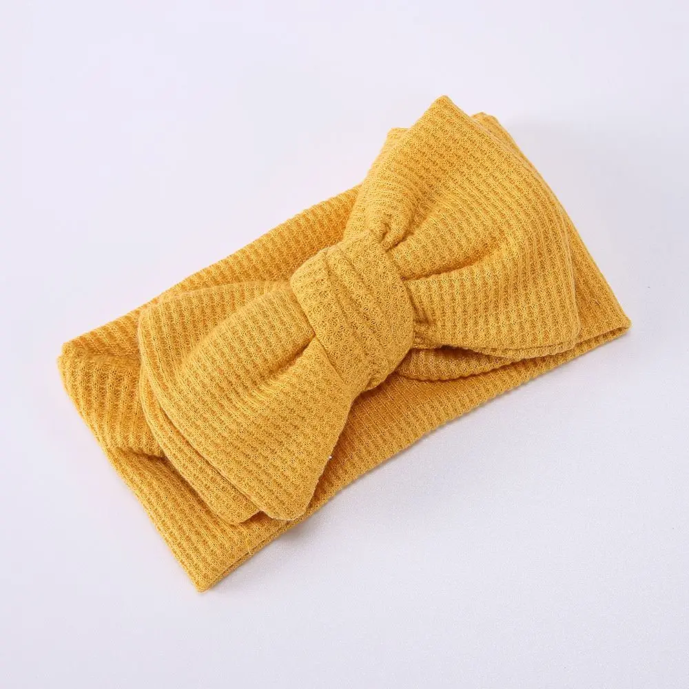

Soft Baby Headwrap Elastic Waffle Fabric Girl Headwear Baby Headband Big Bow Hairband Bowknot Turban