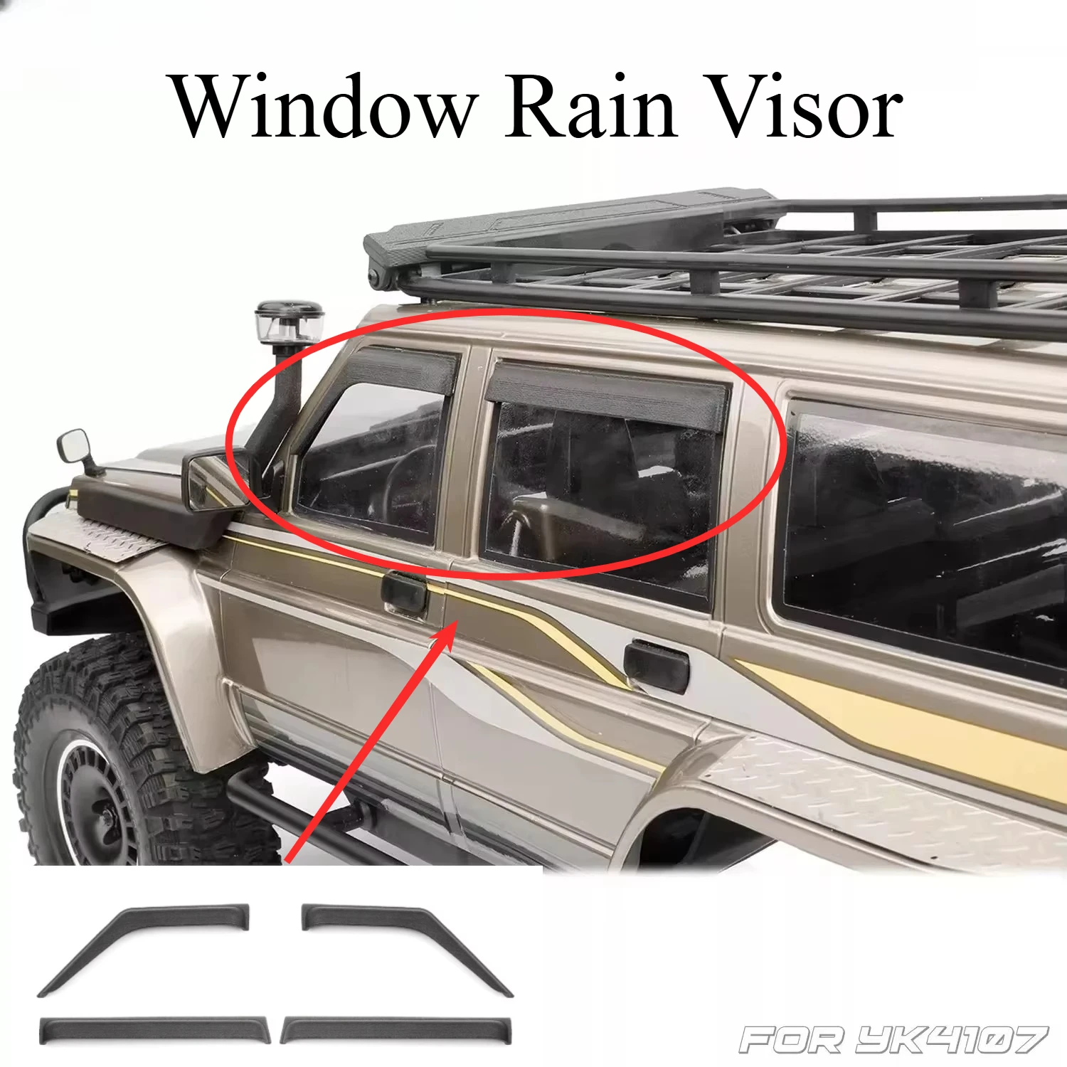 Custom Size RC Crawler Simulation Window Rain Visor Upgrade Parts for 1/10 YK4107 RC Car Body Shell Appearance Decor Accessories
