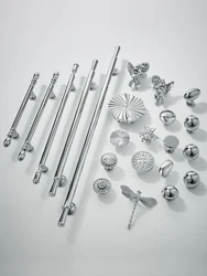 French Style Cabinet Pull Polished Silver Wardrobe Cabinet Drawer Knob Handle Minimalist Kitchen Brass Hardware Decoration
