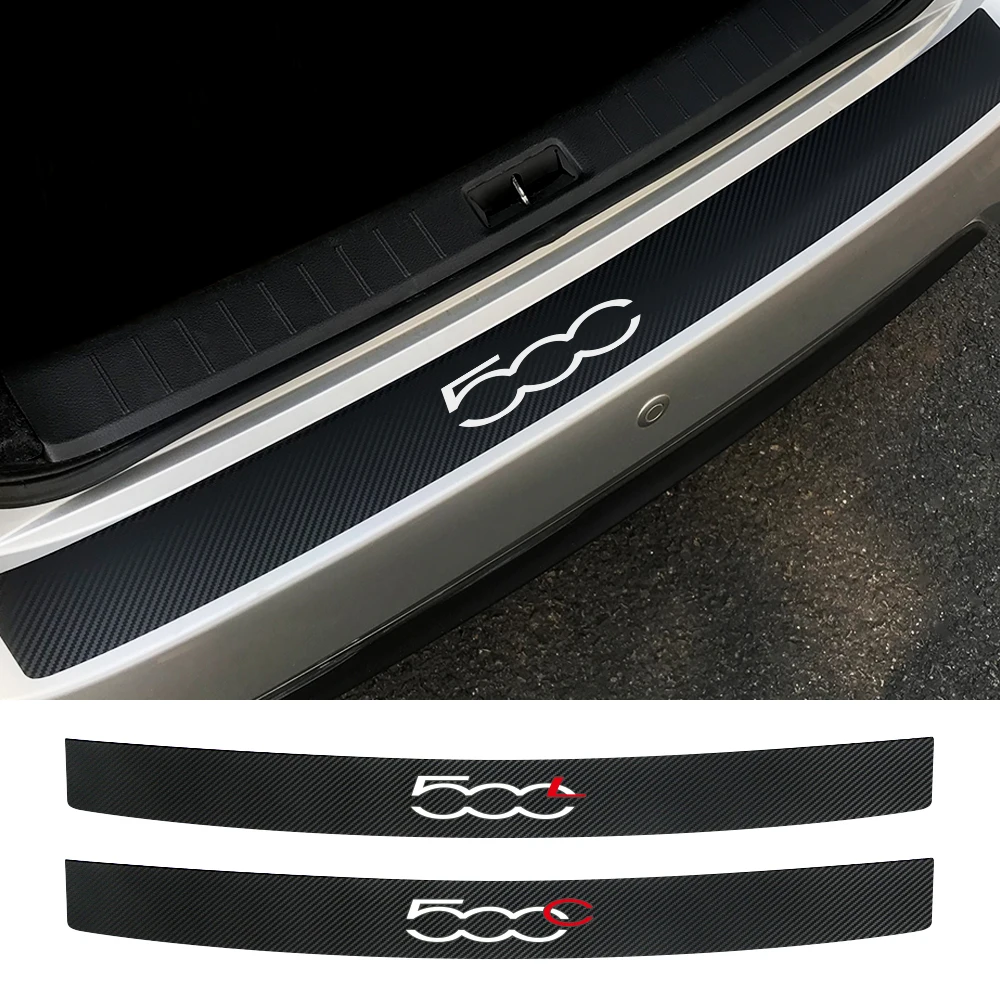 Car Trunk Guard Plate Sticker For Fiat 500 500C 2012 500X 500L Abarth Auto Rear Bumper Decals Carbon Fiber Protector Accessories