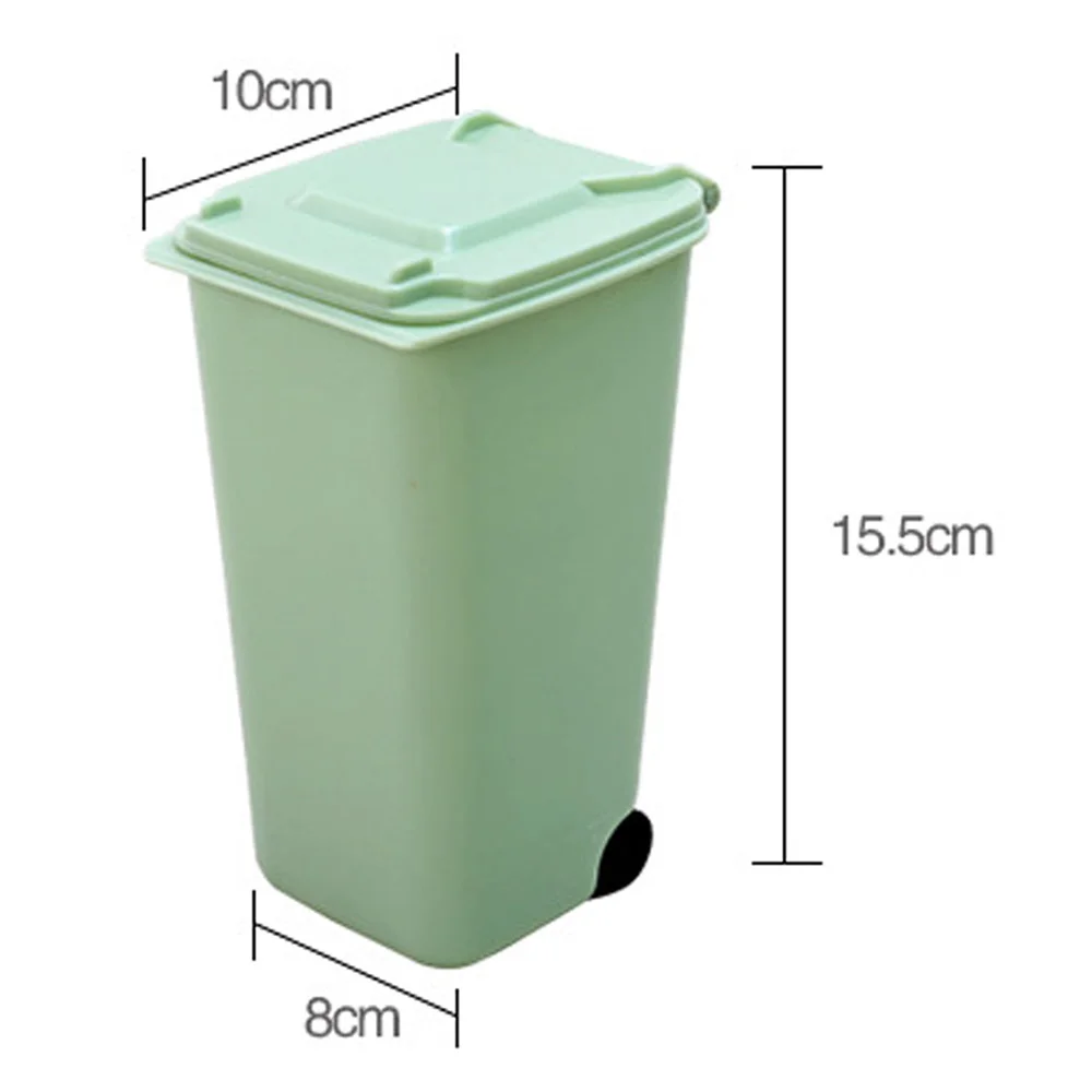 Creative Wheelie Mini Waste Bins Household Home Office Supplies Mini Trash Can Desktop Plastic Bucket Dustbin Small Organiser