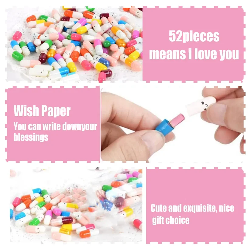 50/100 pcs Love Blank Message Capsule Envelope Letter Paper for Children Pill Capsule Message Letter Kawaii Emoticon Smile Pill