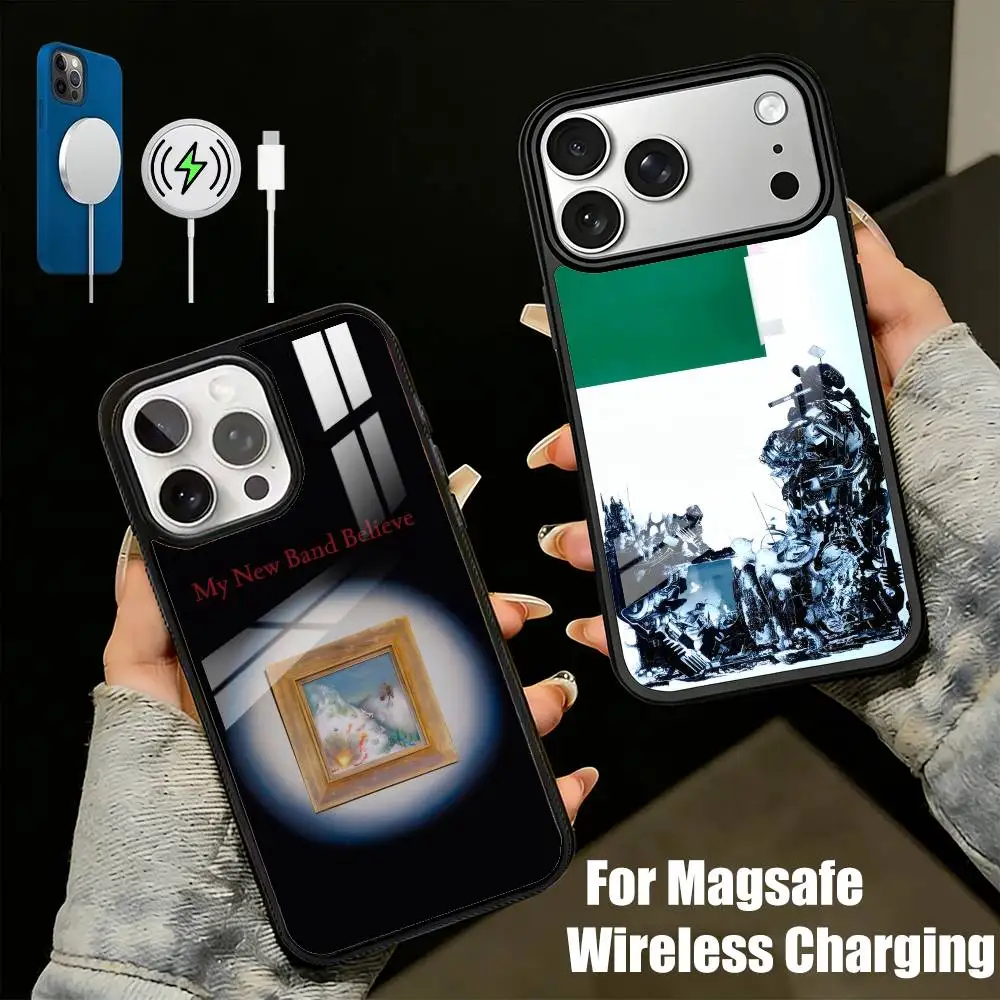 My New Band Believe Black Midi Phone Case For iPhone17,16,15,14,13 Plus,Pro Max Magnetic For Magsafe Wireless Charging