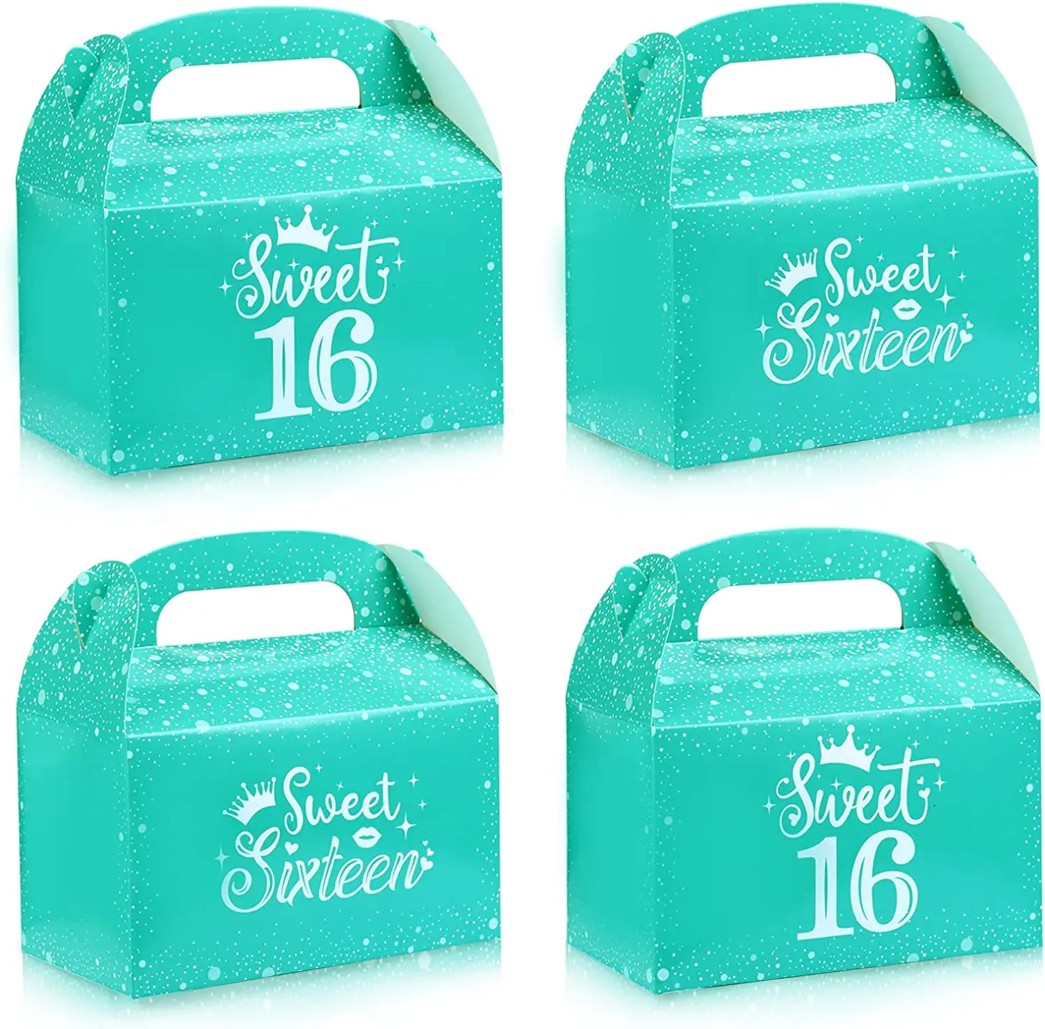 

Turquoise Candy Gift Boxes with Handle for Girls, Sweet 16 Birthday Teal Party Favor Boxes for Sixteen Birthday Decorations, 12P