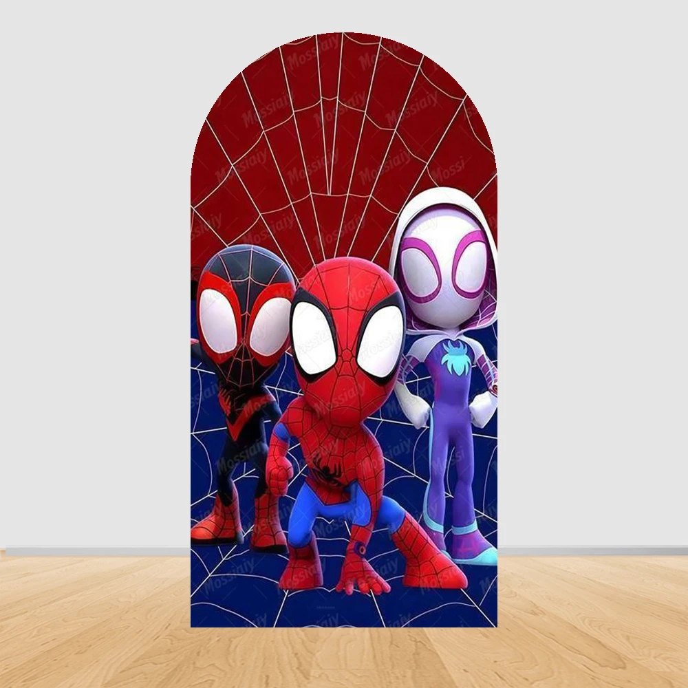 Spider-Man and Amazing Friends Arch Backdrop Cover Spider-Man Kids Boy Birthday Party Photography Background Baby Shower Decor view 2