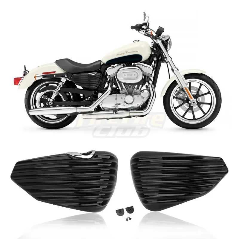 Penutup baterai tangki bensin sepeda motor, pelindung garis-garis sisi kiri & kanan untuk Harley Sportster 48 72 XL1200 XL883 2014-2024