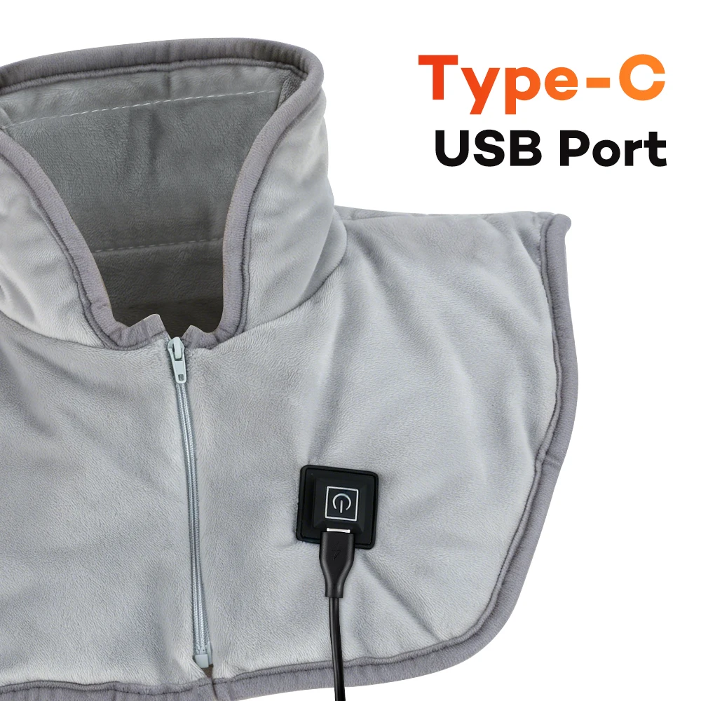 Heizschal für Schulter und Nacken, 3-Zonen-Wickel, USB-Betrieb, 3 Temperaturstufen 45-65 Grad. ℃ Waschbar Gemütlich Winter Büro Zuhause – Detail 7