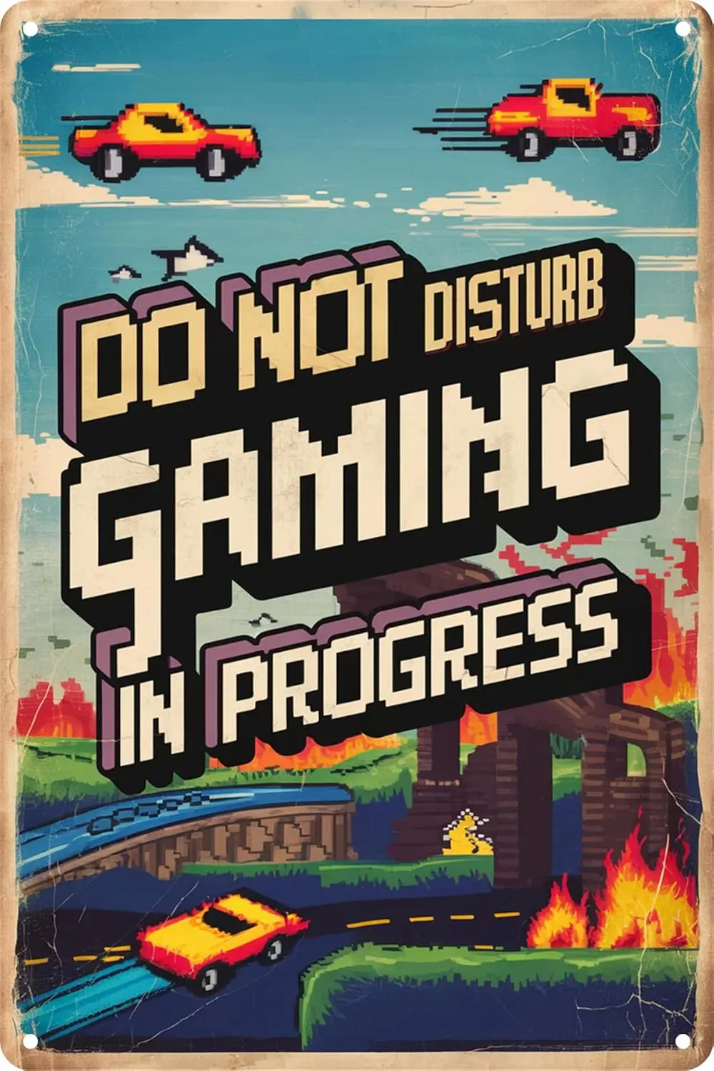 Do Not Disturb Gaming In Progress Tin Sign Game Metal Sign Funny Novelty Game Door Signs for Boys Game Lover Bedroom Door A sign