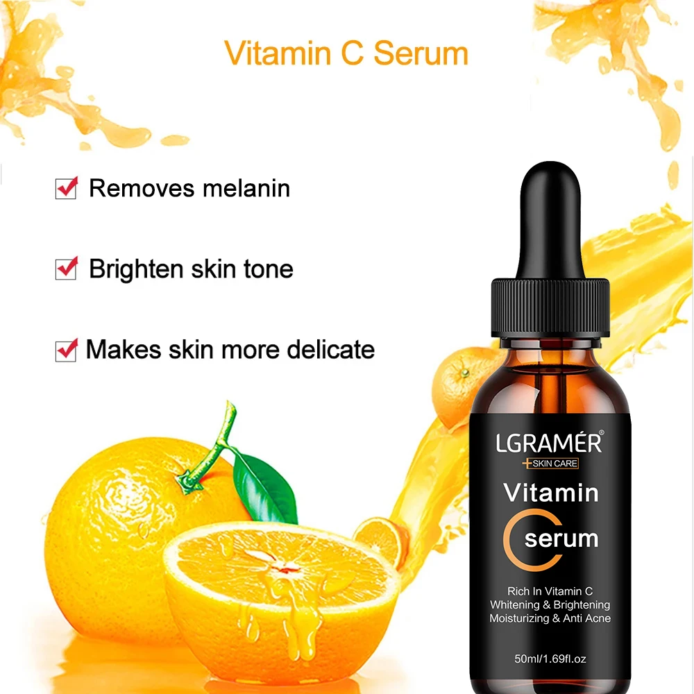 

Skincare Products Vitamin C Facial Serum Brighten Skin Lighten Spots Hyaluronic Acid Face Essence Skin Care Products 30/50ml