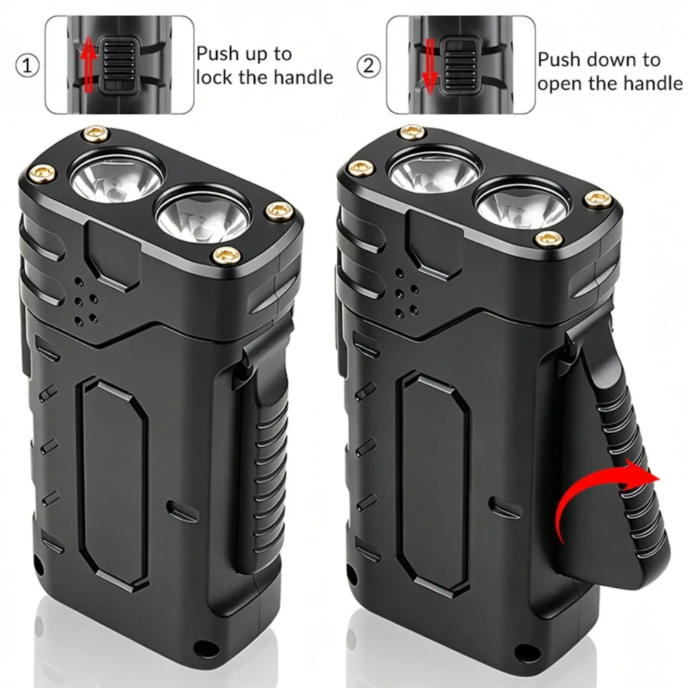 Hand Crank Power Generation Flashlight Type‑C Charging Torch with Digital Power Display for Outdoor Camping Emergency Lighting