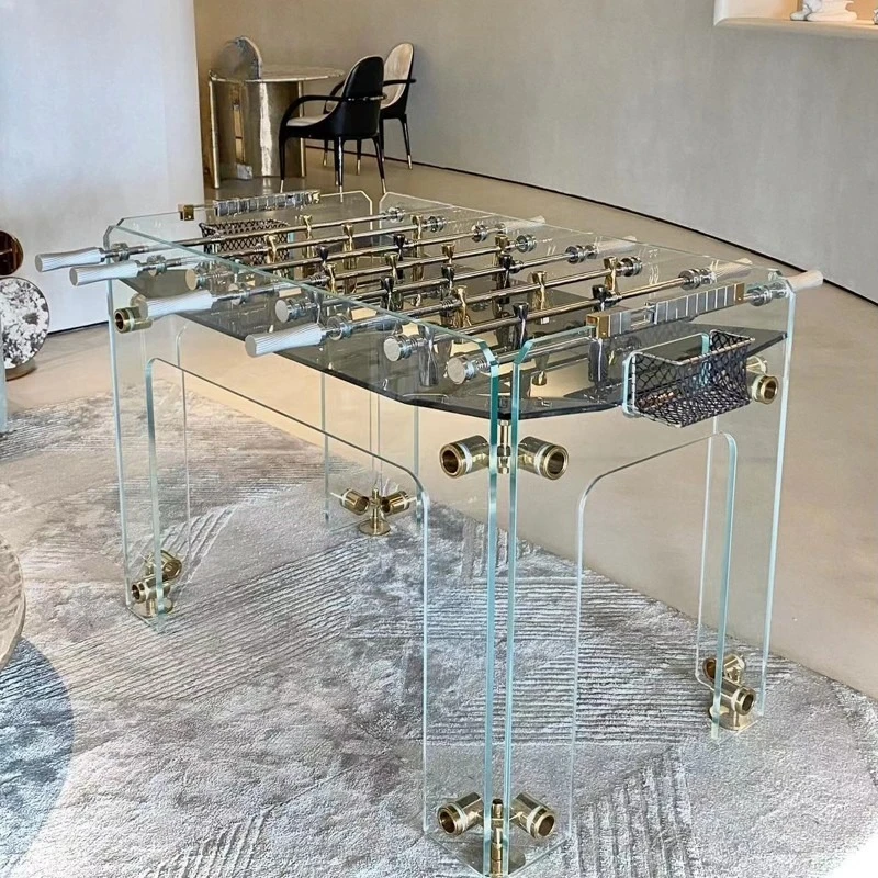 Transparent tempered crystal glass acrylic table football machine standard adult table