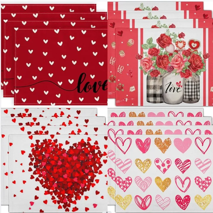 Valentine's Day placemat dining table and coffee table decoration anti fouling and heat-insulating table mat