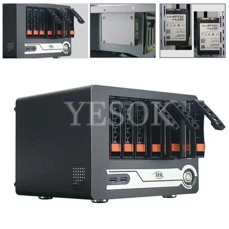 6 Disk Nas Chassis Flex Power USB Hot Plug Server Case Home Student Office Computer Mini itx Chassis  Storage Server