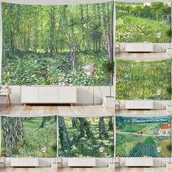 Pastoral style tapestry simple green forest background cloth home decoration living room wall hanging cloth