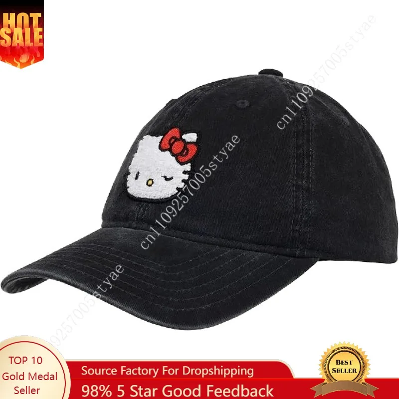 

Concept One Unisex Adult Hello Kitty Baseball Cap, Adjustable Cotton Dad Hat with Curved Brim, Chenille Patch