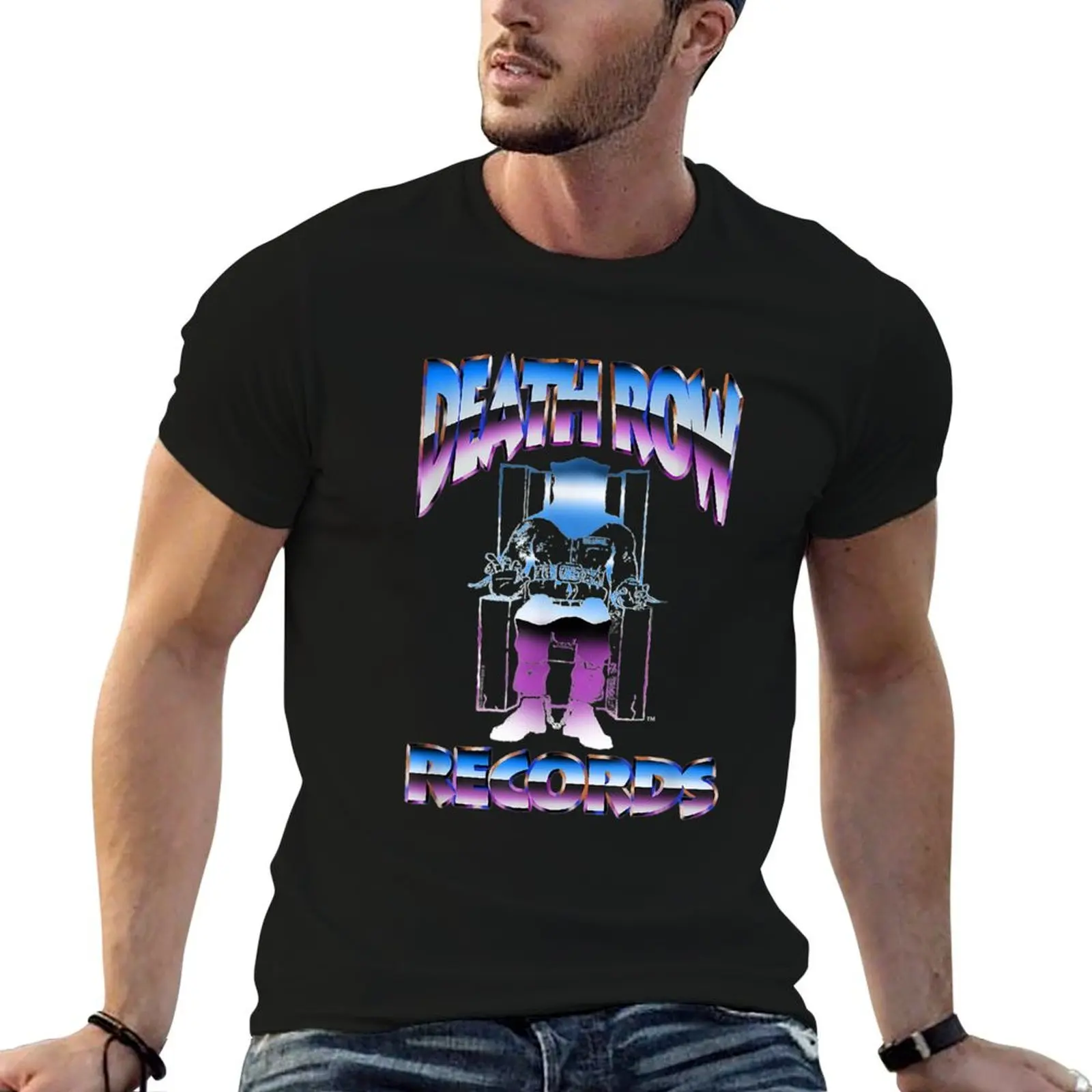 Death Row Records Chrome Logo T-Shirt Streetwear Print Tee Shirt