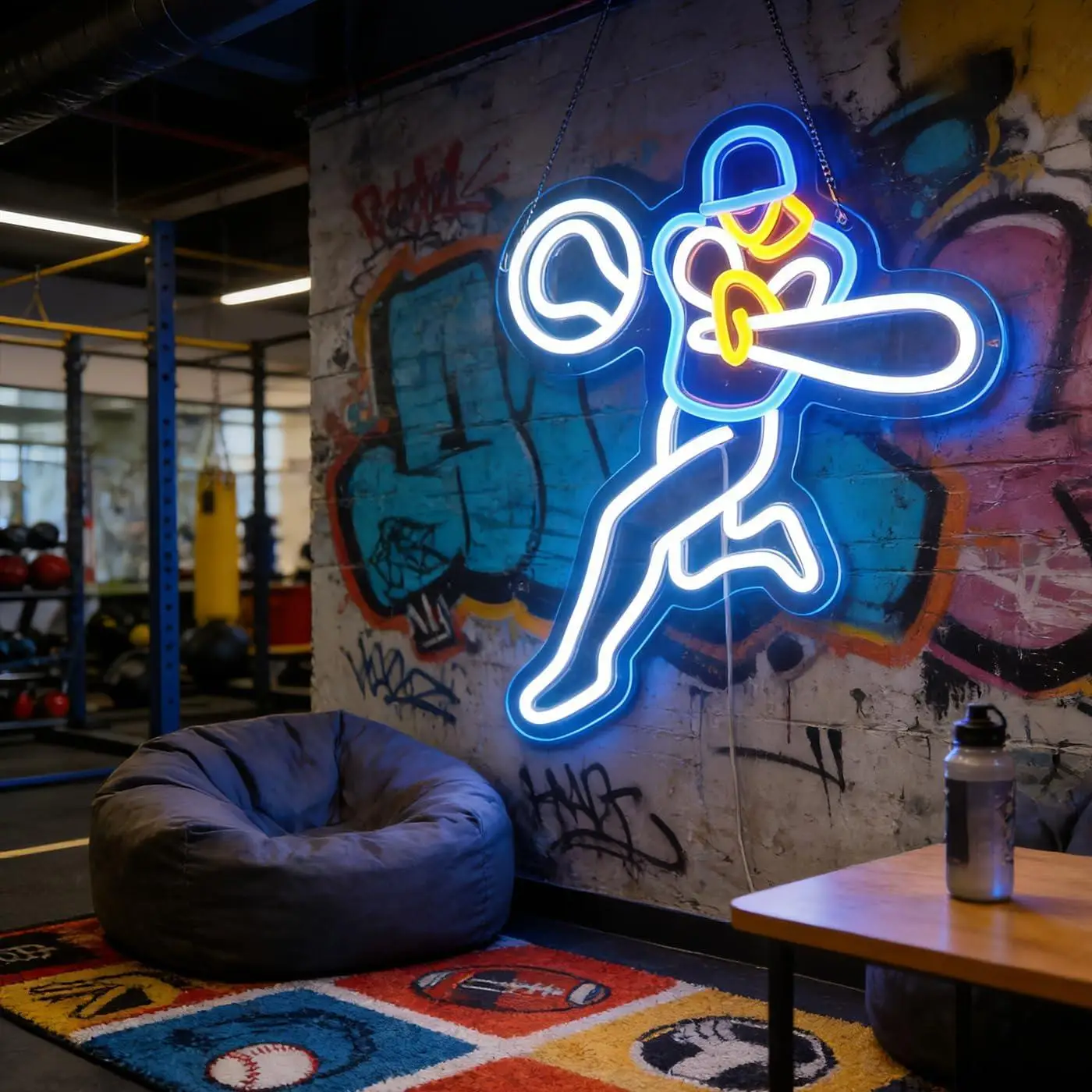 Letrero Neon Beisbol USB Regulable Decoración - close-up view