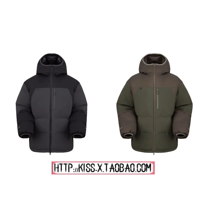 

Trendy 2025 Outdoor Function Splicing Lightweight Hooded Couple Warm down Jaet Ci Casual Long Sve White Du down Filling