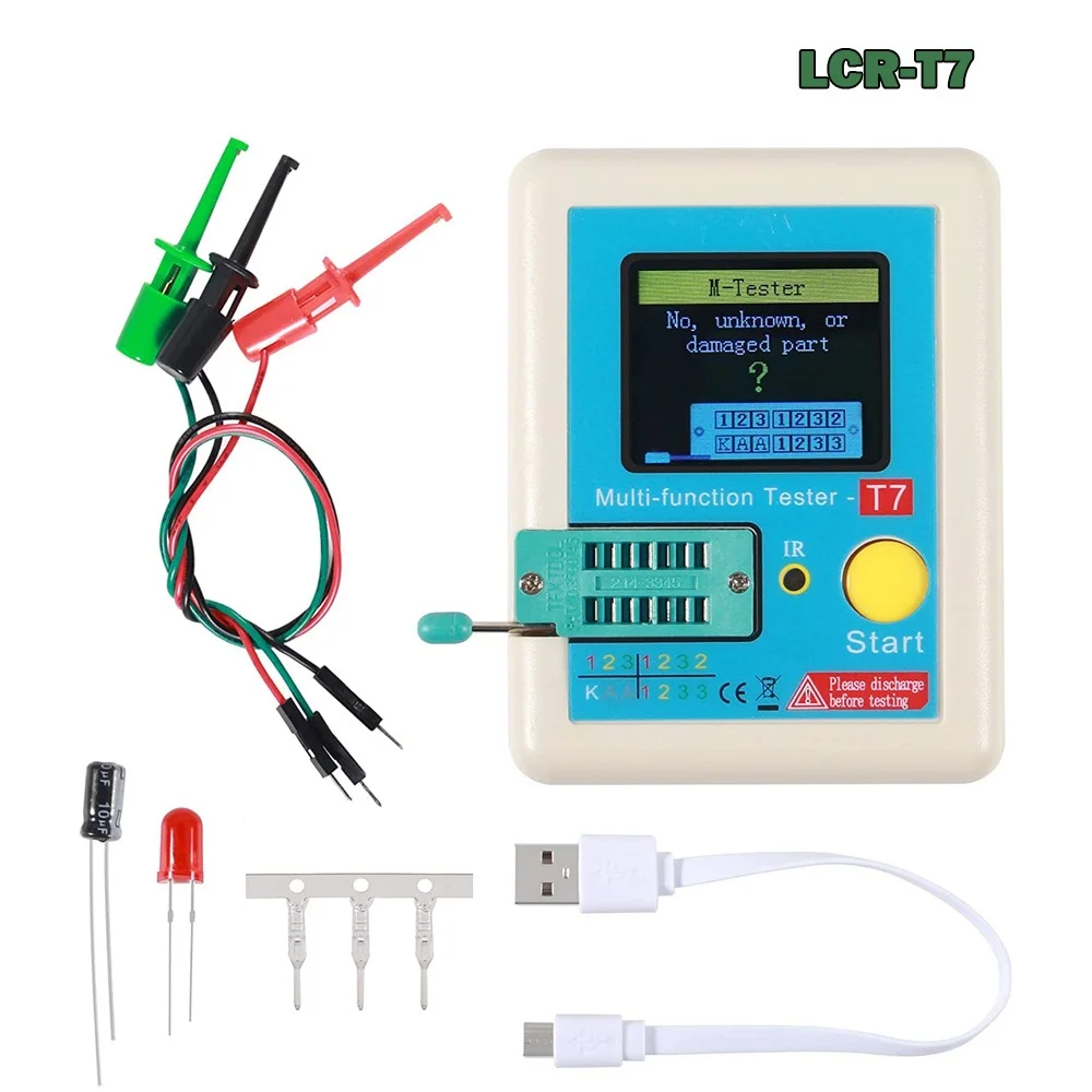 LCR-T7 T7 Transistor Tester Zenerdiode Detector ESR Triode Capaciteit Inductie MOS/PNP/NPN LCR TFT Multifunctionele Multimeter