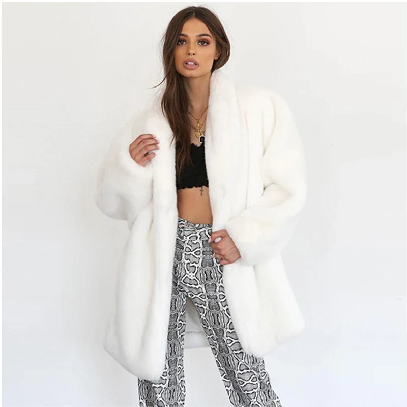 2024 Warm Leather Coats Women Elegant Y2k Jackets Winter Women White Jacket Casual Streetwear Female Thick Faux Fur Coat Furry