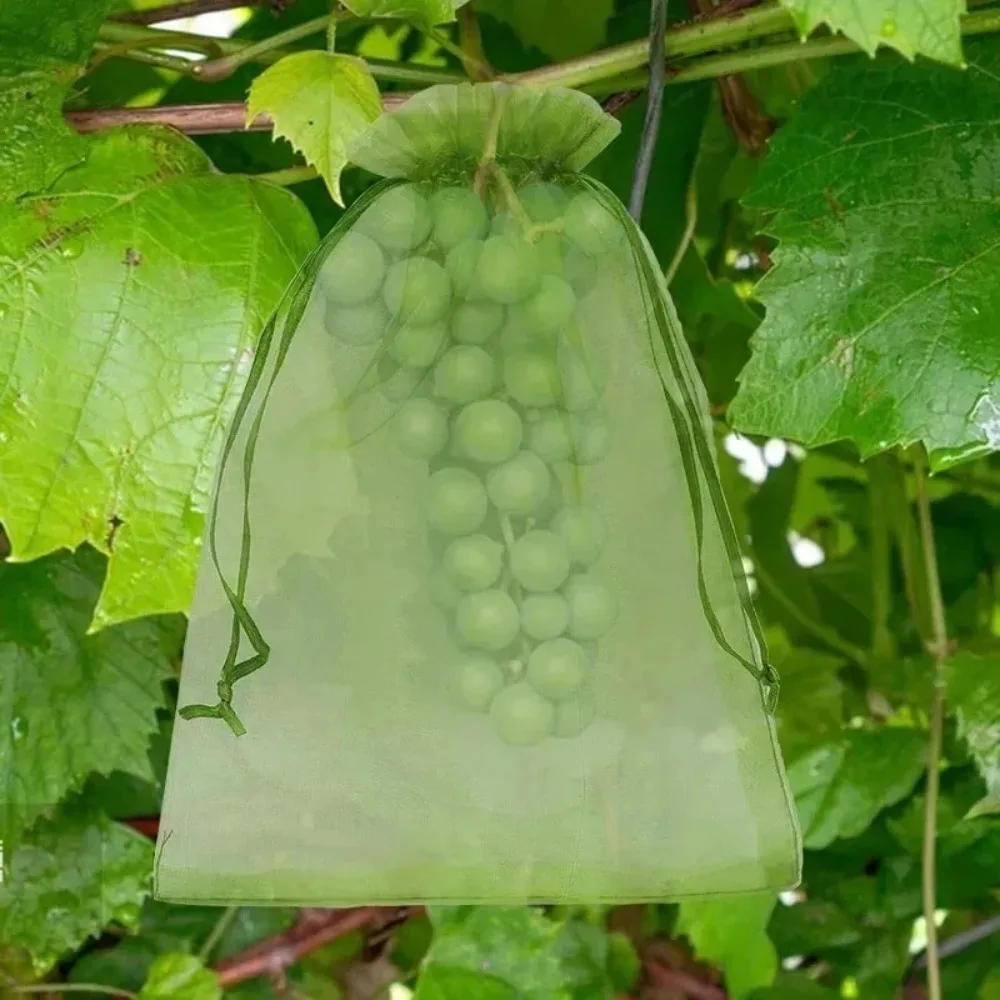 200/10x Garden Fruit Protection Bags Organza Bags Covers with Drawstring for Fruit Trees Netting Pouch Reusable Mesh Grow Bags