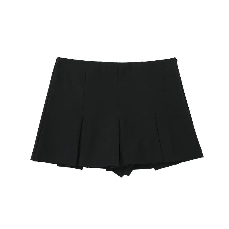TRAF Fashion Women\'s High Waist Shorts Skirts Pleated Skirt Shorts Women Striped Bermuda Shorts Woman Casual Mini Shorts