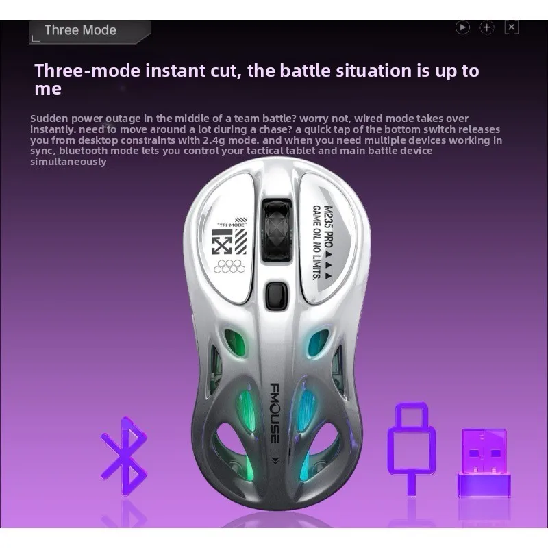 Tiger Cat M235 pro Wireless Bluetooth Triple Mode Mouse Lightweight Hollow Office Gaming Business Mouse for Enhanced Control