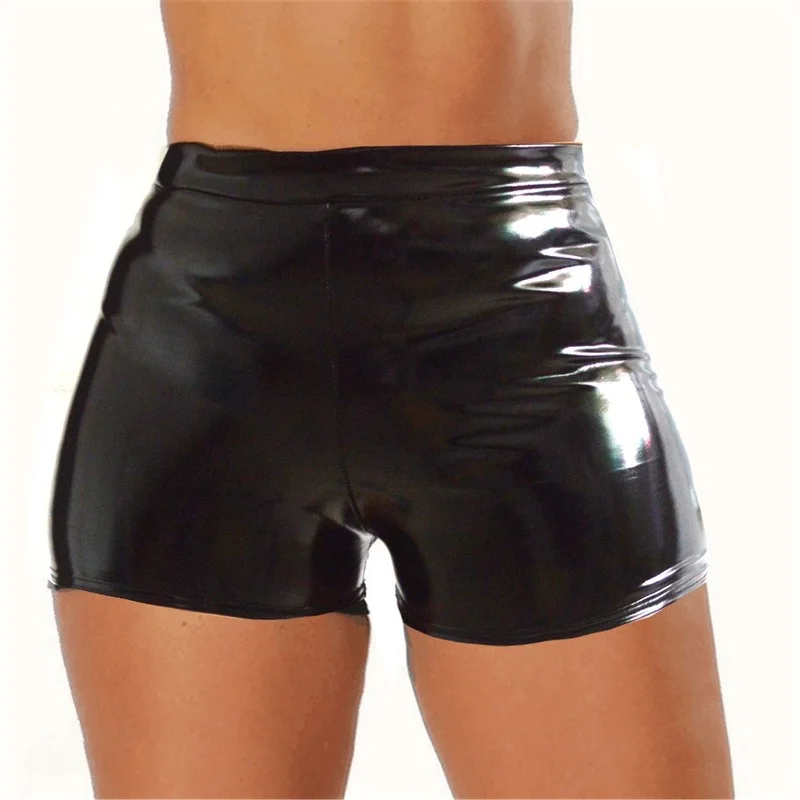 Nieuwe Sexy Vrouwen Boxers Sexy Slanke Effen Zwart Ondergoed Faux Leer Prestaties Club Wear Underpants Boxer Plus Size