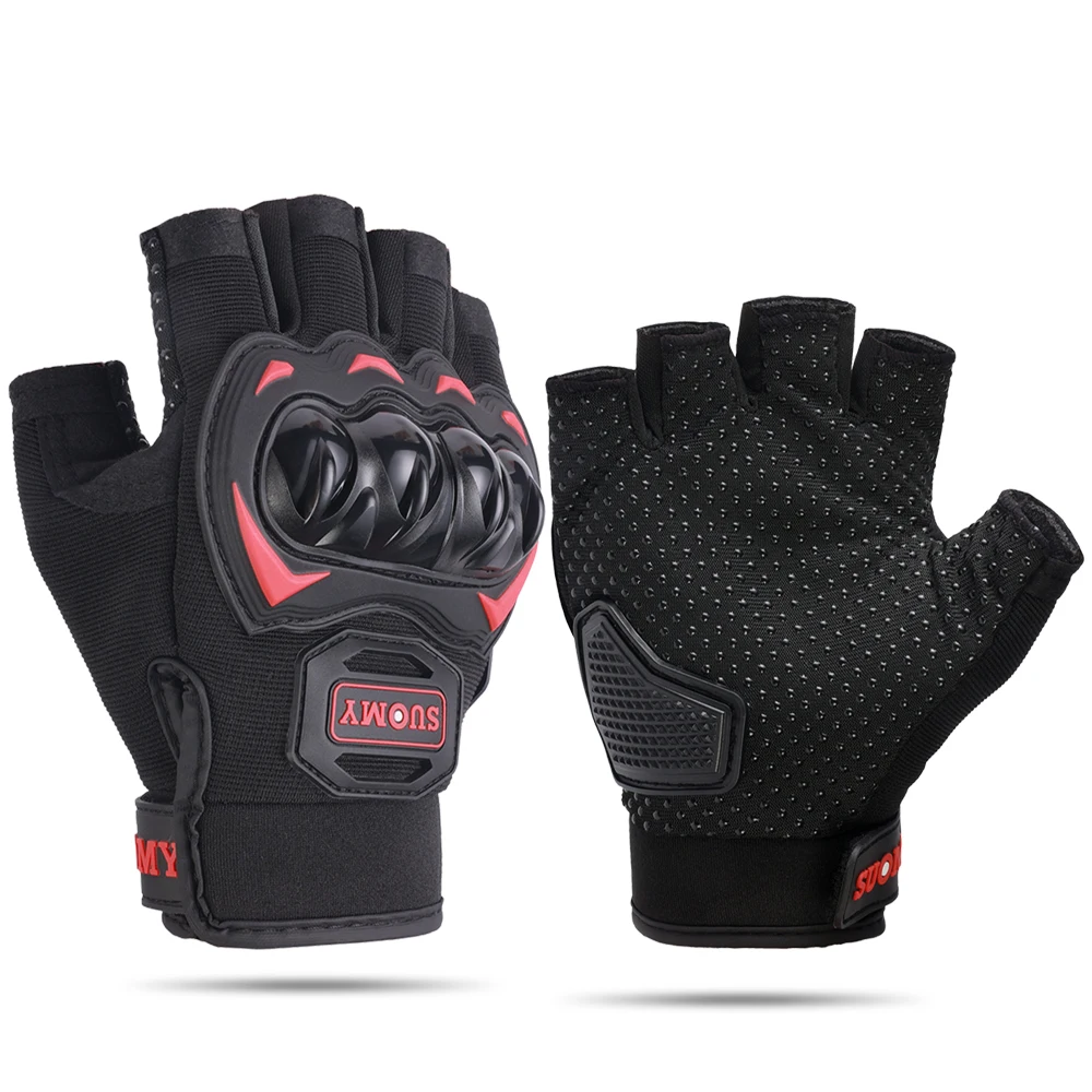 SUOMY Summer New Motorcycle Gloves Men Half Finger Anti-fall Racing Off-road Breathable Motorcycle Bicycle Gloves Fingerless