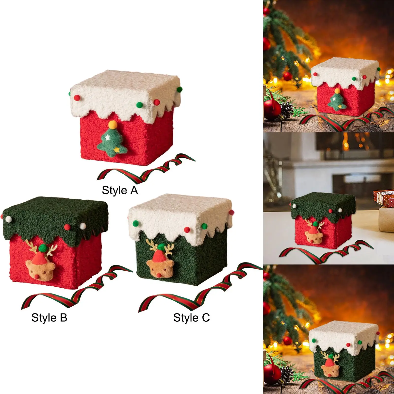 Caja de regalo de noche de Navidad con soporte de tapa DIY para galletas de fiesta temática navideña