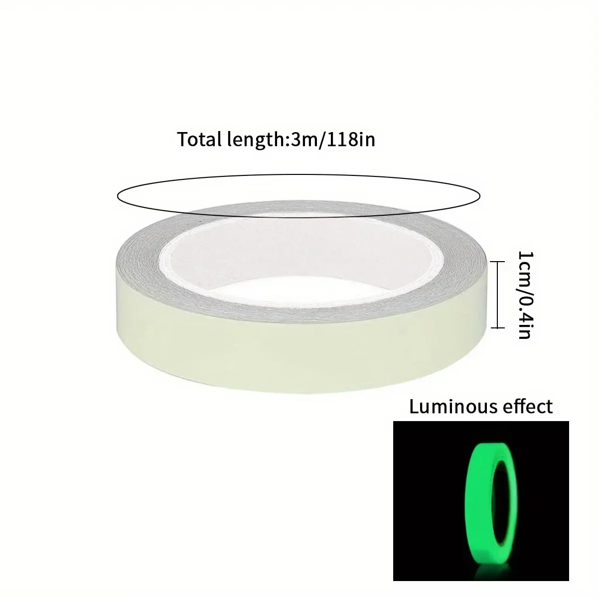 1 rollo de cinta luminosa de 1CM x 3M, pegatinas de advertencia contra incendios para escaleras, pegatina de advertencia anticolisión fluorescente