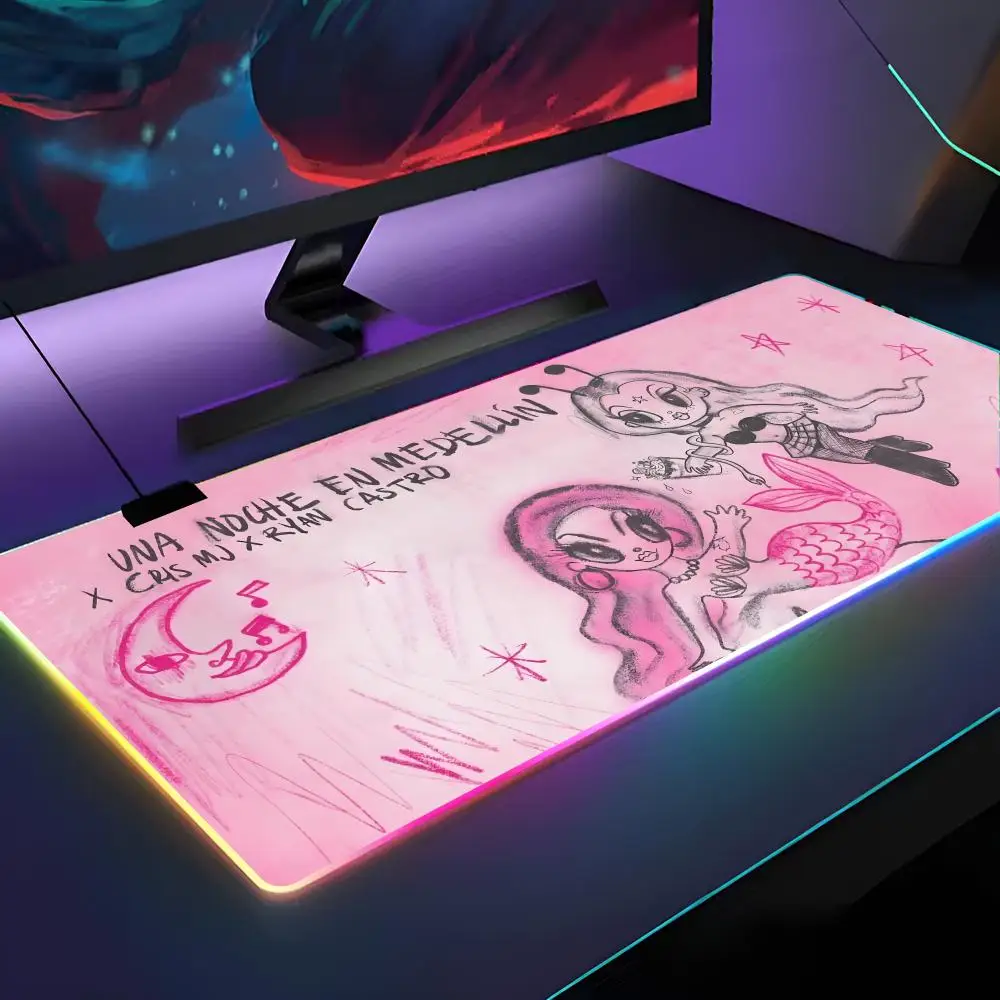 

Singer Karol G Manana Sera Bonito Коврик для мыши RGB Подсветка Коврик для мыши Коврик для мыши для ноутбука Ноутбук Геймер Компьютерный стол Игровые аксессуары